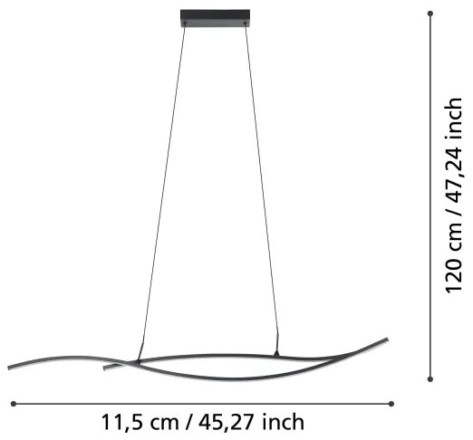 Eglo 901207 - LED Csillár zsinóron GRISOLIA LED/20W/230V 4000K fekete