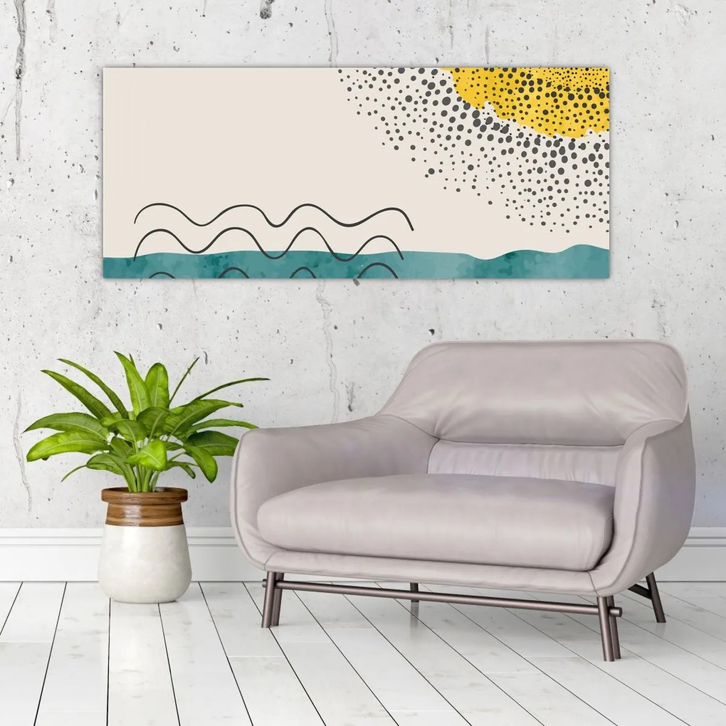 Kép - Absztrakt festmény a strandról N⁰1 (120x50 cm)