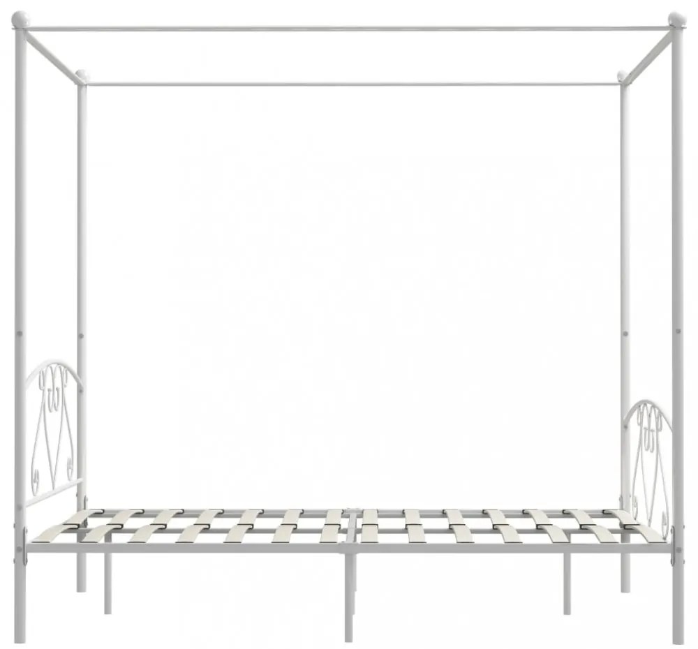 fehér fém baldachinos ágykeret 140 x 200 cm