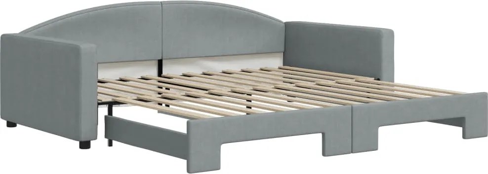 vidaXL világosszürke kihúzható szövet heverő 100 x 200 cm