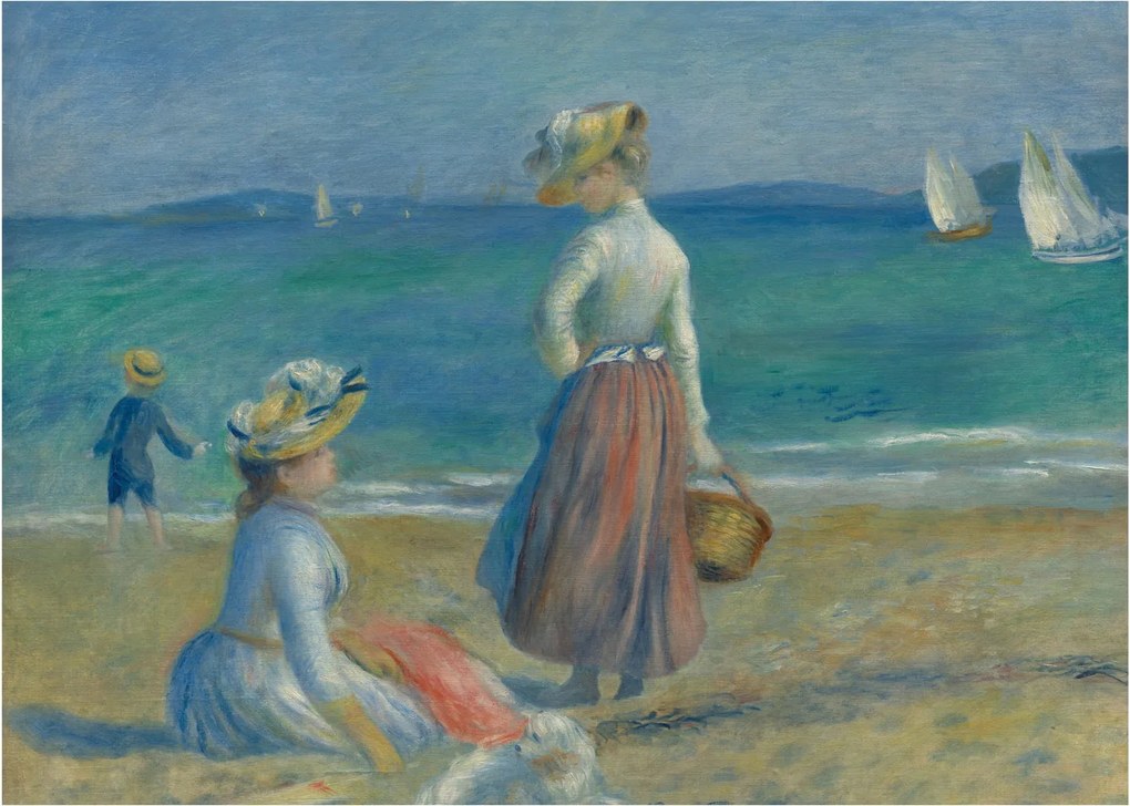 Üveg kép - Auguste Renoir, Figures on the Beach, reprodukciók (70x50 cm)