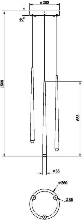 MAYTONI MOD132PL-L18BSK CASCADE Hengeres Függesztett Lámpa Fehér, Sárgaréz LED IP20