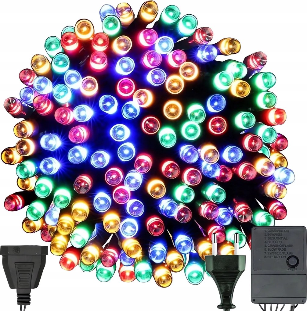 Verk 26214 Karácsonyi fények 200 Led, 8 program, 12 m, többszínű