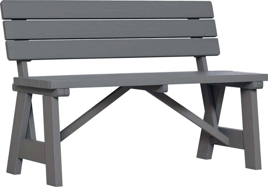 Outsunny 2 személyes fából készült kertibánk, időjárásálló pad, UV-álló kertibútor háttámlával, parkpad 220 kg teherbírással, erkélypad, fából készült