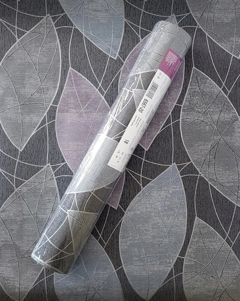 Vinyl tapéta flizelin levelek ezüst 6567-20