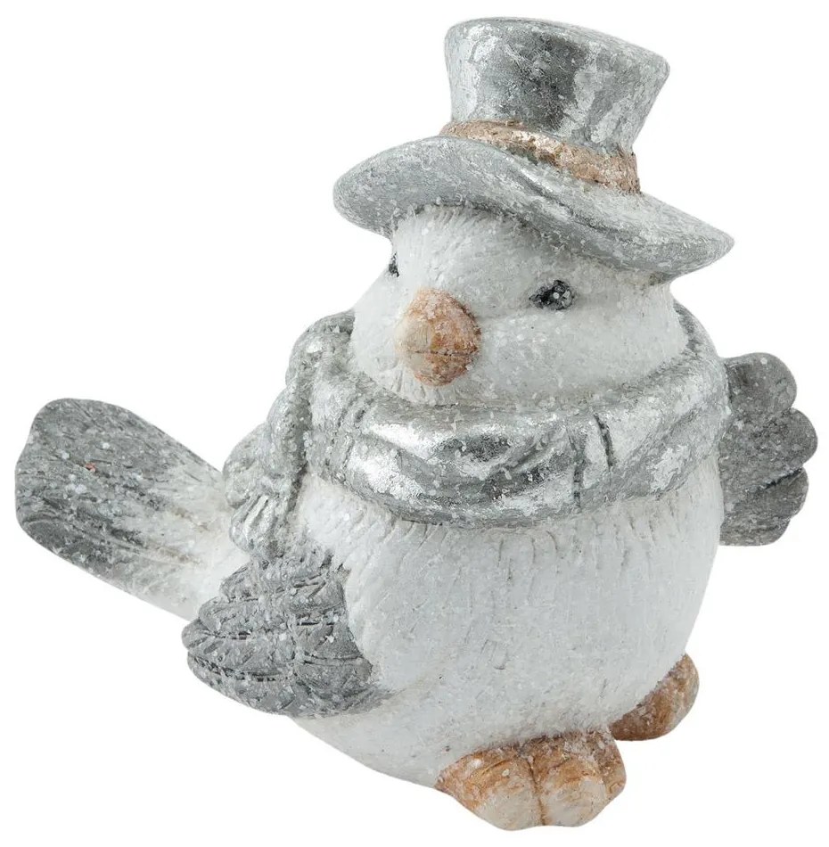 Kerámia madár ezüst sállal sapkában - Clayre-Eef - 6TE0144