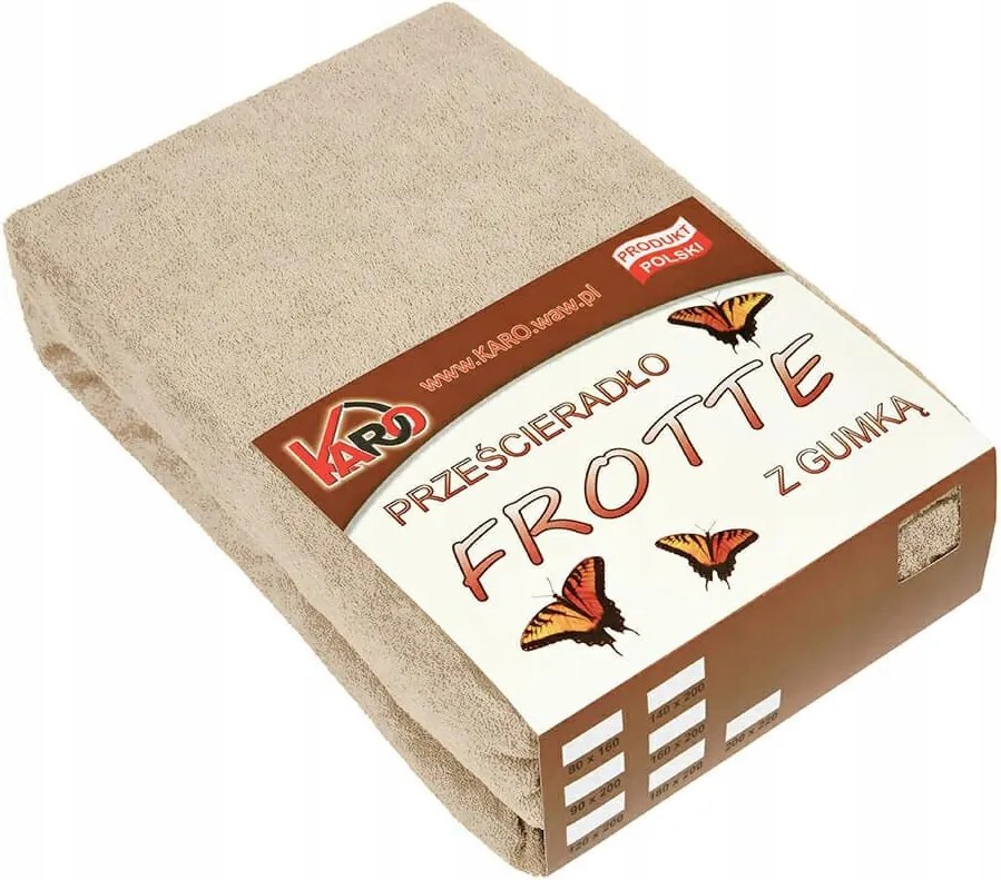 Gumis frottír lepedő 80x160 bézs cappuccino 076 Karo