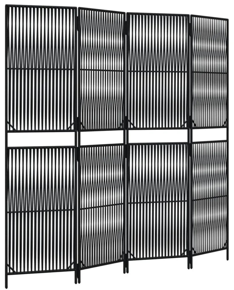 fekete 4 paneles polyrattan térelválasztó