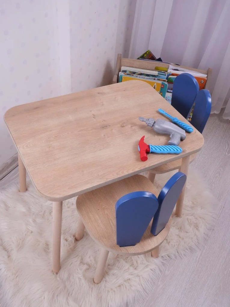 Gyerekasztal székekkel Bunny One Chair Set - Blue, Brown