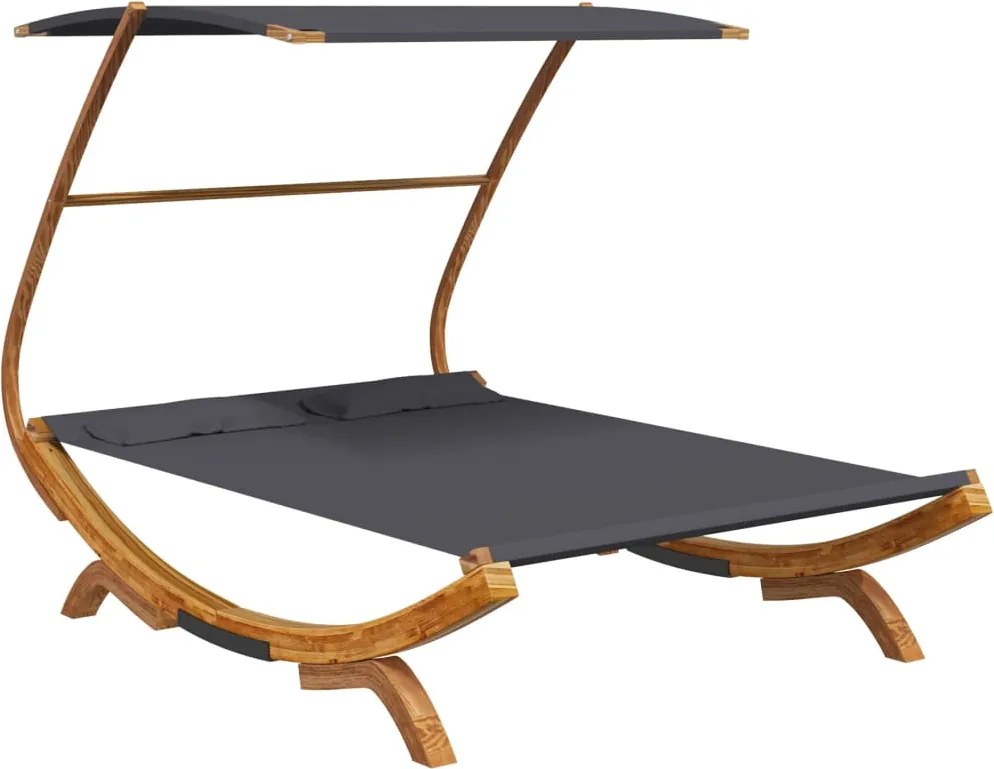 vidaXL kültéri antracit baldachinos hajlított fa nyugágy 165x203x138cm