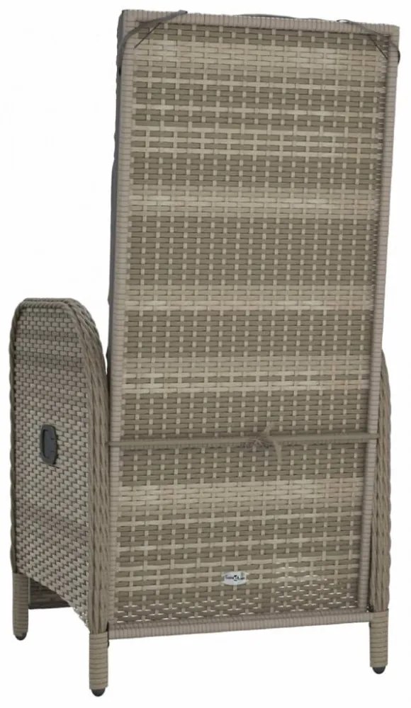 2 db szürke polyrattan dönthető kültéri szék párnával