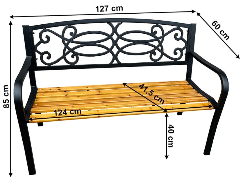 Rotina New kerti pad, fekete, 85 x 60 x 127 cm