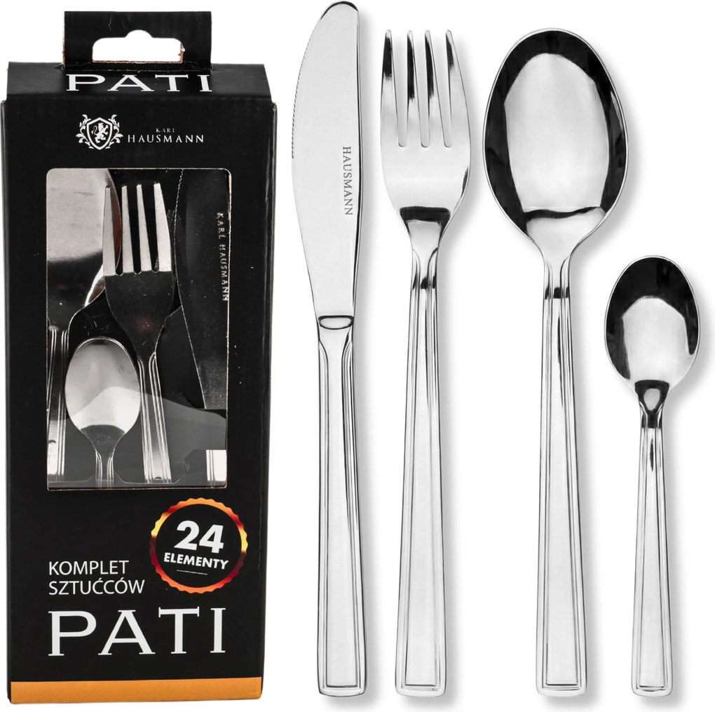 Evőeszköz Készlet Evőeszköz Szett 24db-os 6 személyes Pati +doboz Fényes