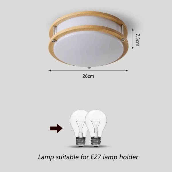Brilagi - ELARO mennyezeti lámpa 2xE27/40W/230V, átm. 26 cm, fa hatású