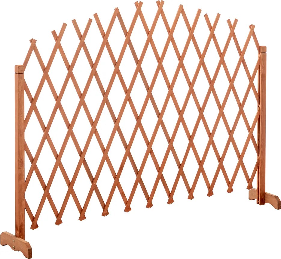 Rácsos térelválasztó panel, barna/fa, 250 cm, KEJLY