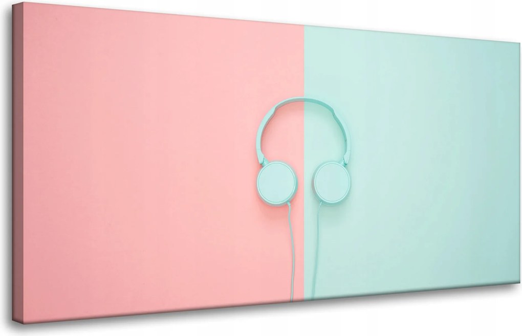 Vászonkép Zene Fejhallgató Kétszínű Pasztell színek 80x40