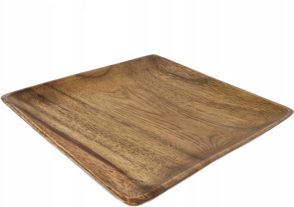 Tányér Tálca Állvány Egzotikus Fából Négyzet 26 cm