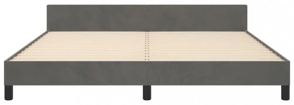 sötétszürke bársony ágykeret matrac nélkül 180 x 200 cm