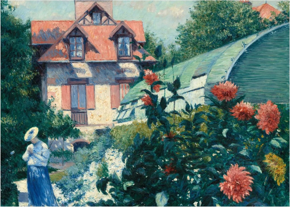Üveg kép - Gustave Caillebotte, Dahlias, Garden at Petit Gennevilliers, reprodukciók (70x50 cm)