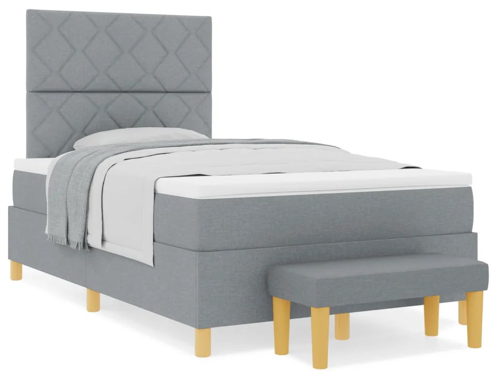 Box Spring Ágy matraccal és paddal Világosszürke 120x190 cm Szövet