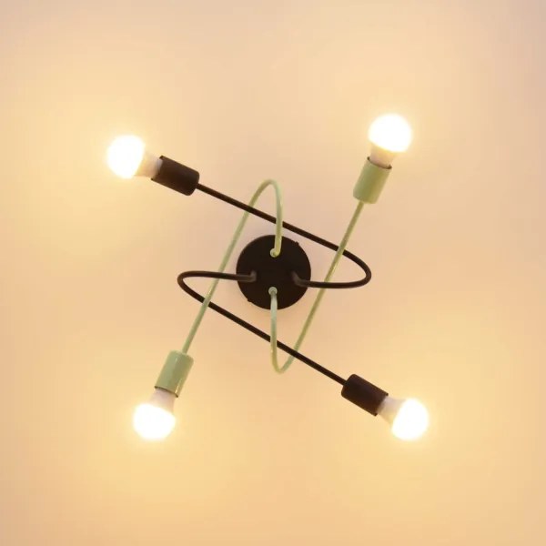 Felületre szerelhető csillár OXFORD 4xE27/15W/230V fekete/zöld