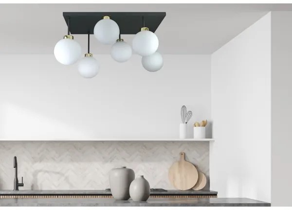 Felületre szerelhető csillár  DEA 6xE14/60W/230V fekete/arany/fehér