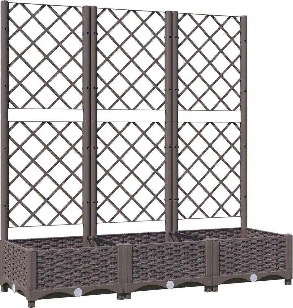 vidaXL barna PP kerti virágláda ráccsal 120 x 40 x 121,5 cm