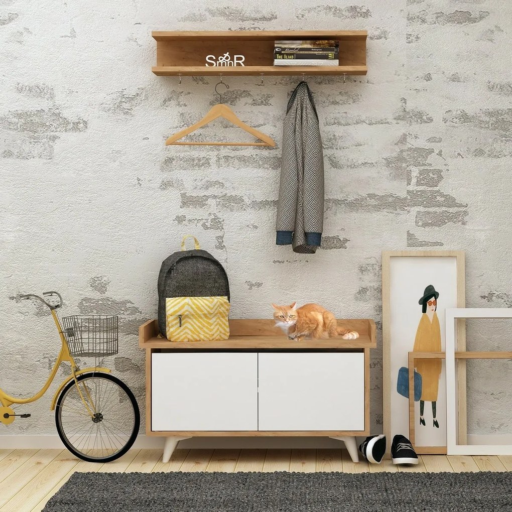 Arasso Oak and White fali akasztó cipőtartóval