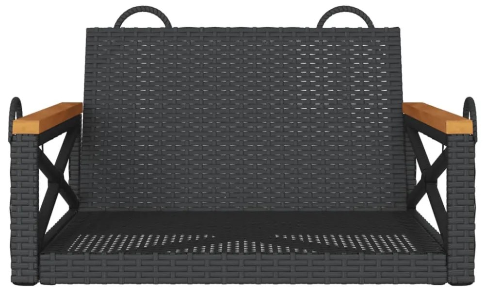fekete polyrattan hintapad 63 x 62 x 40 cm