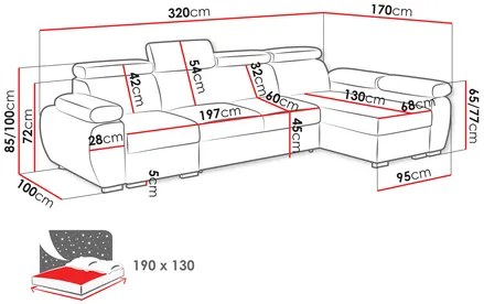 Sarokkanapé Gozo LCP (szürke) (tárolóhellyel) (J). 1105087
