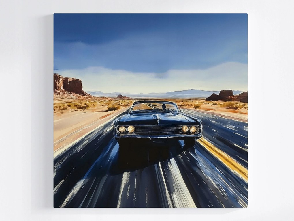 Vászonkép Canvas Muscle Car Sivatag Út Vintage Retro Usa 80x80