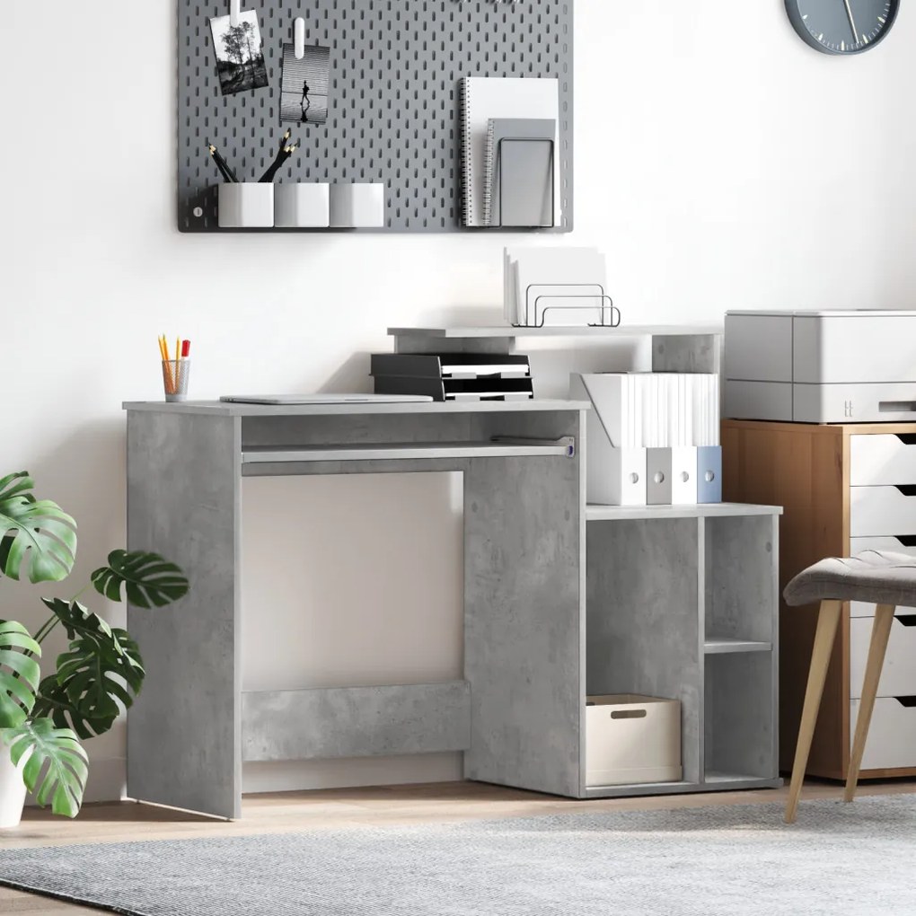 Tárolós Asztal Beton Szürke 120.5x44x88.5 cm Mérnöki Fa