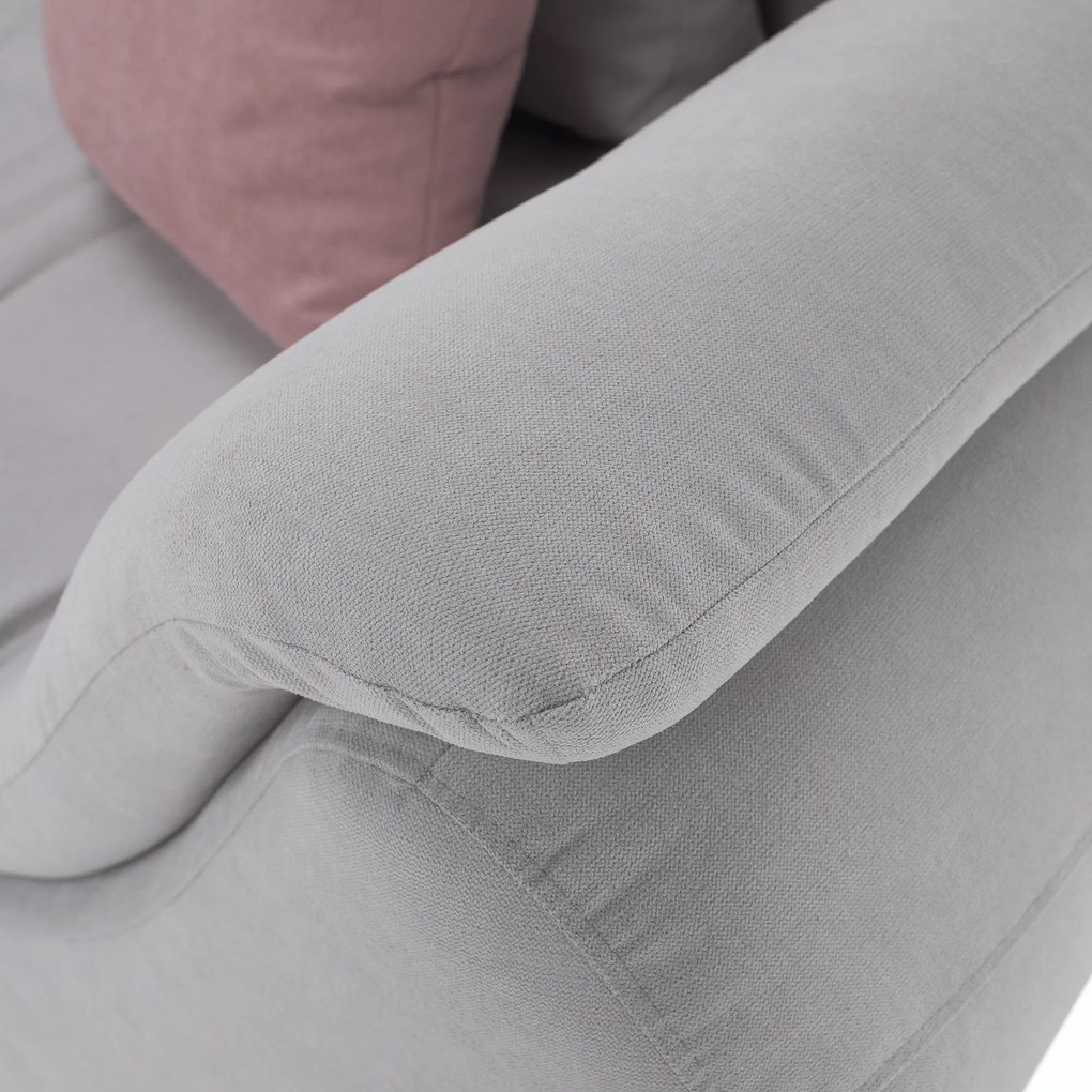 Ülőgarnitúra, világosszürke/púderrózsaszín, szövet, balos, BRATO