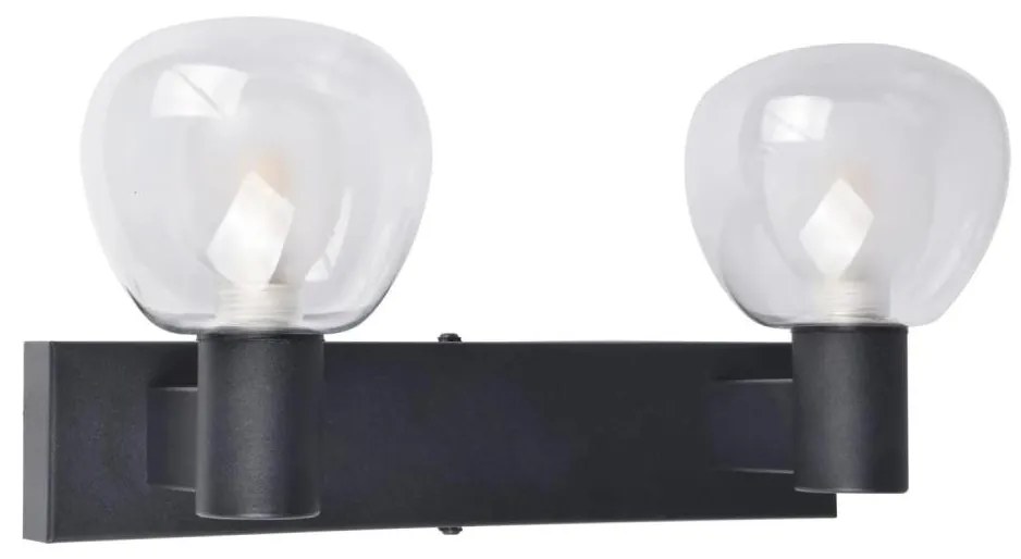 Fürdőszobai fali lámpa POLA 2xG9/5W/230V IP44 fekete/átlátszó