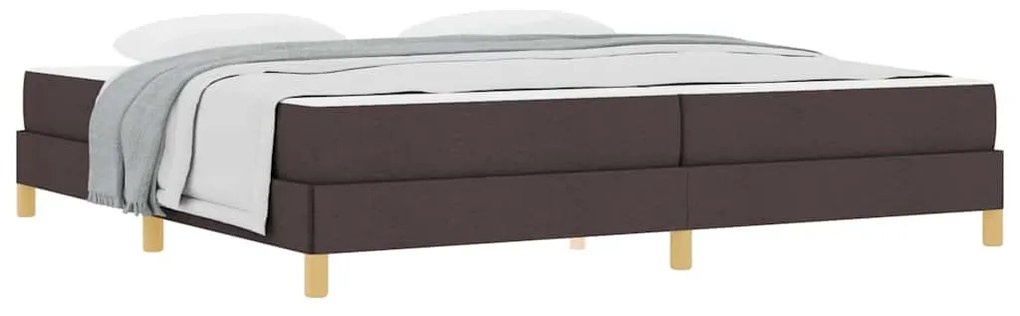 Boxrugós ágy Barna 200 x 200 cm Textil és mérnöki fa