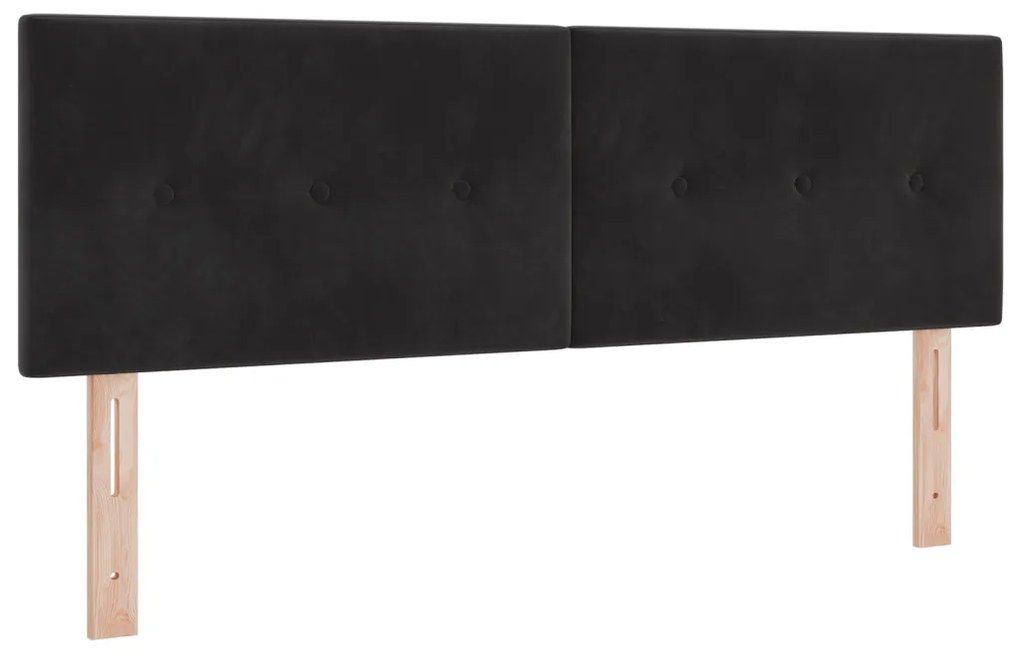 Boxspring Ágy Mattal és LED Fekete 140x190 cm Bársonyos