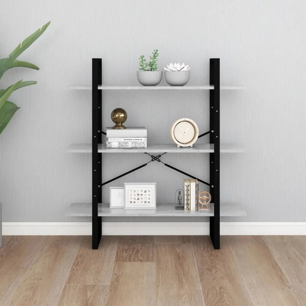 betonszürke forgácslap könyvszekrény 100 x 30 x 105 cm