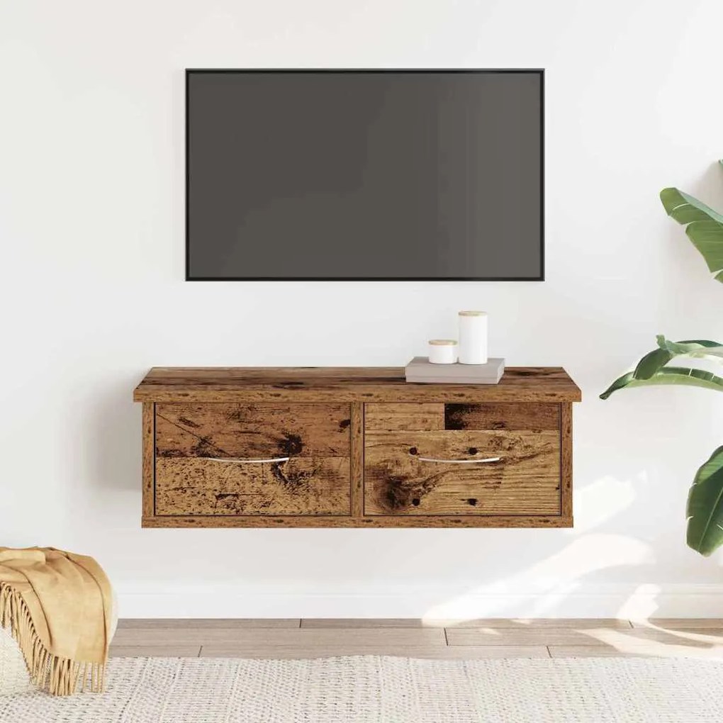 antik fa színű szerelt fa faliszekrény 60x26x18,5 cm