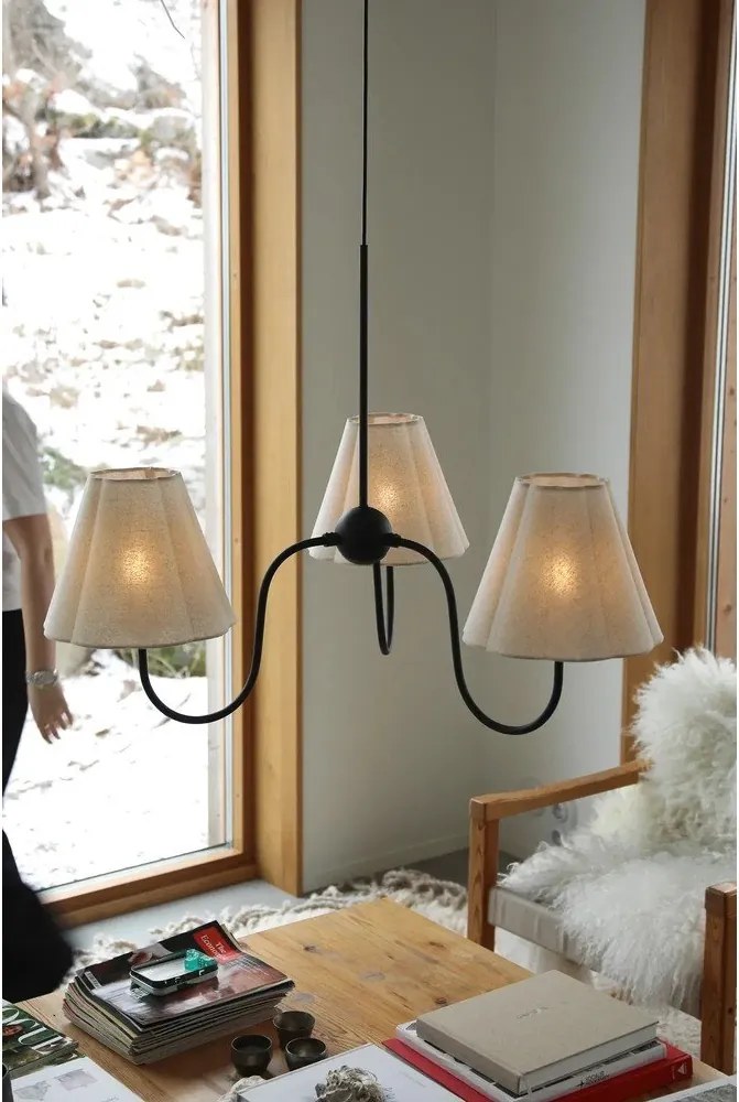 Bézs fém függőlámpa textil búrával Veya – Markslöjd