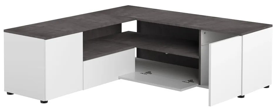 Fehér-szürke TV-állvány beton dekorral 130x46 cm Angle – TemaHome