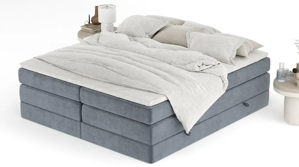 Sötétszürke ágyneműtartós boxspring ágy ágytámla nélkül 180x200 cm Juniper – Maison de Rêve