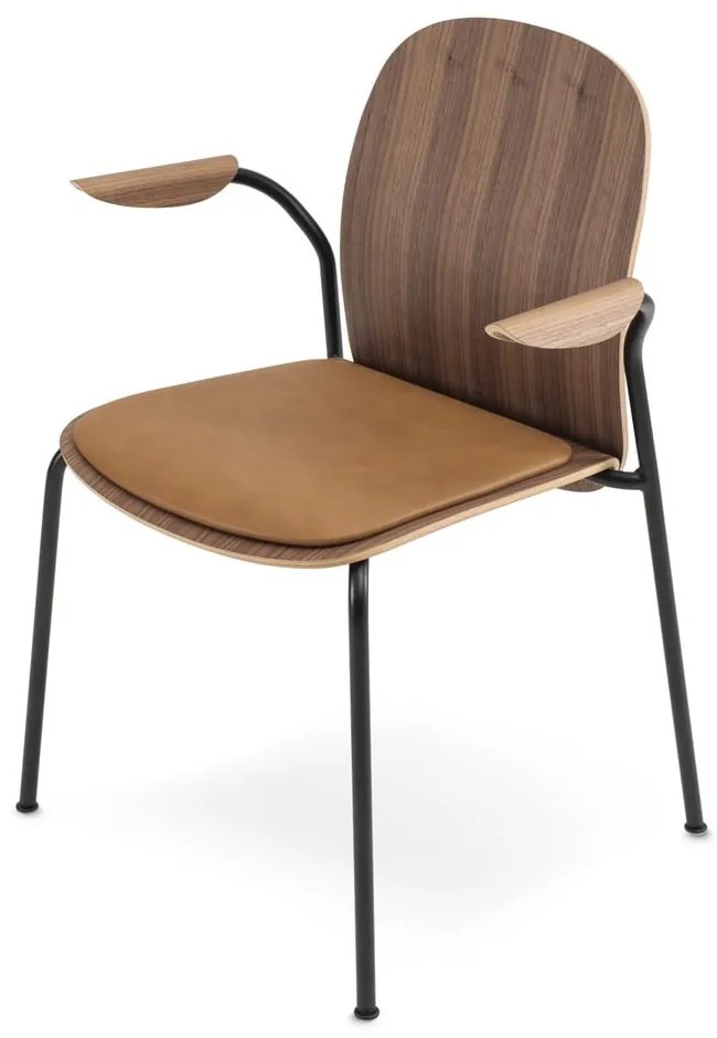 Barna-konyakbarna karfás-rakásolható étkezőszék szett 2 db-os diófa dekorral Book – Gazzda