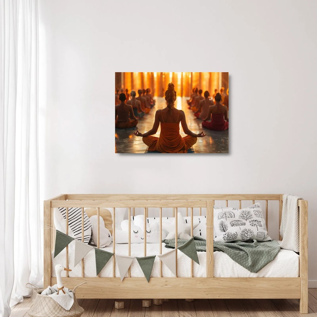 Üveg kép - Jóga órák (70x50 cm)