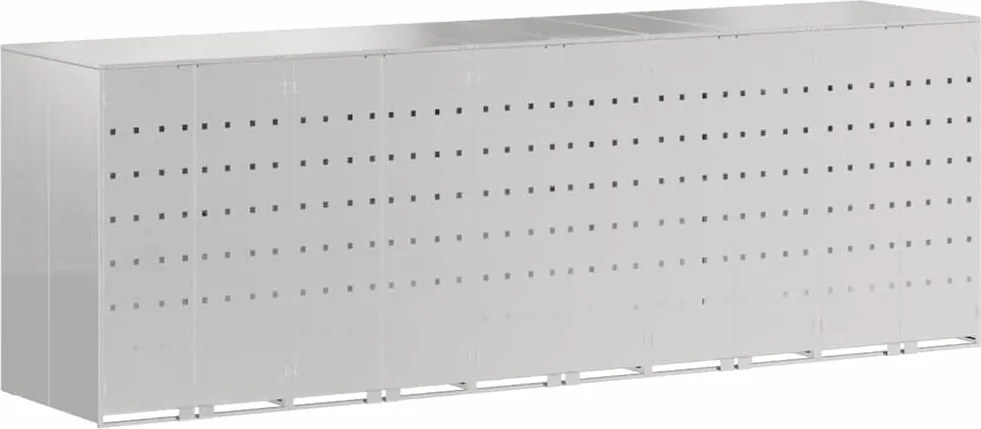 vidaXL Gurulós kuka tároló 3 kukához Ezüst 340 x 77.5 x 115.5 cm