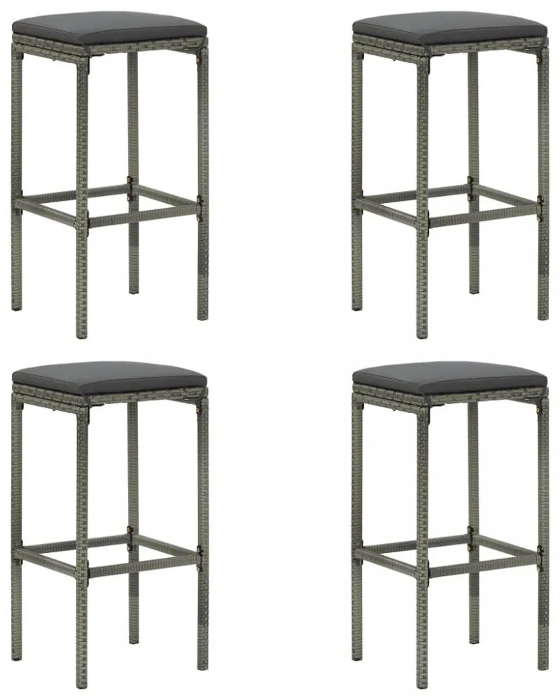 vidaXL 5 darabos szürke polyrattan kerti bárszett párnákkal