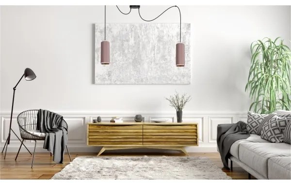 Láncos lámpa AVALO 2xE27/60W/230V pókháló rózsaszín/rez