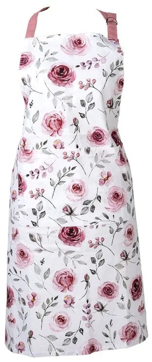 Rózsa virágos pamut vintage konyhai kötény Rustic Rose