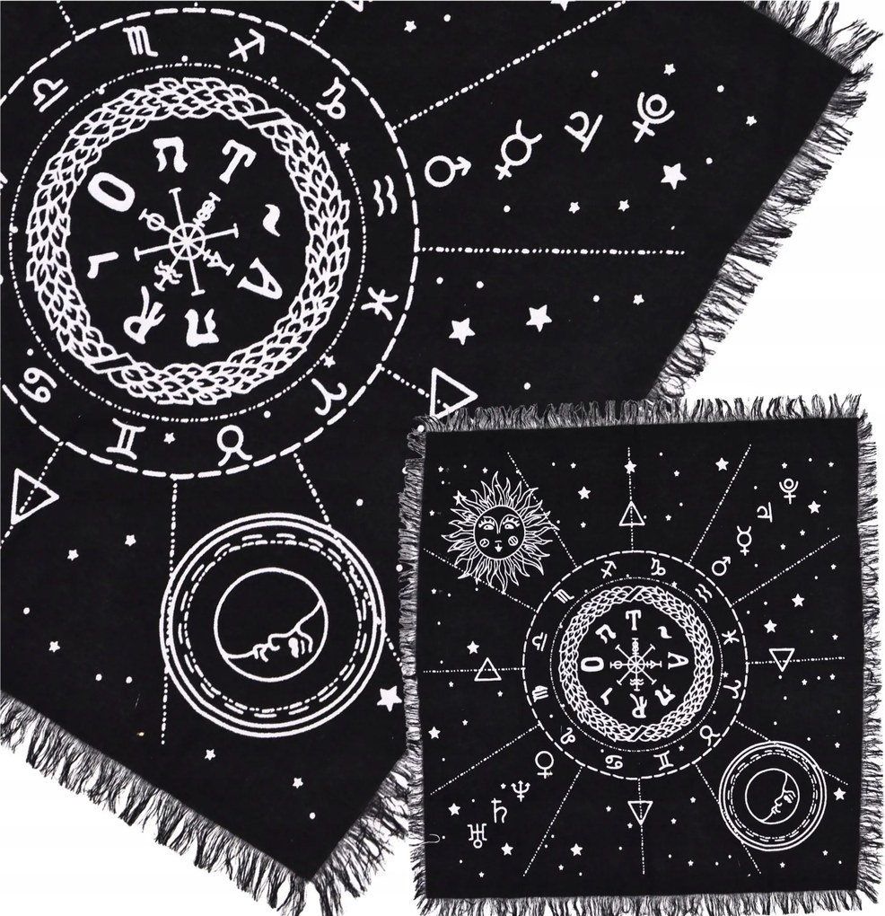 Ezoterikus Abrosz Nap Hold 50x50 Pamut Asztrológiai diagram Rituálék