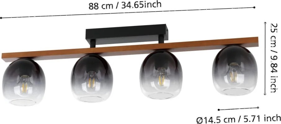 EGLO 900185 FILAGO Vintage Mennyezeti Lámpák Barna, Fekete, Átlátszó, Szürke E27 IP20