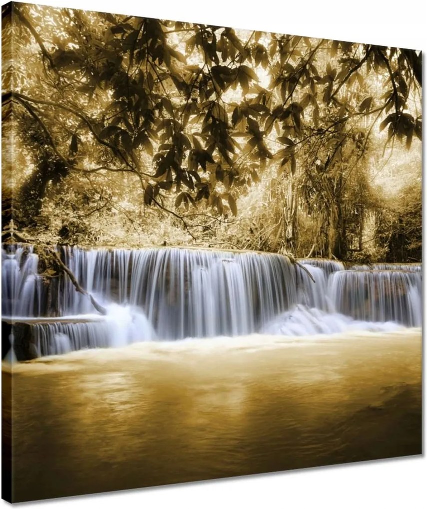 Vászonkép 40x40 Vízesés szépia színben